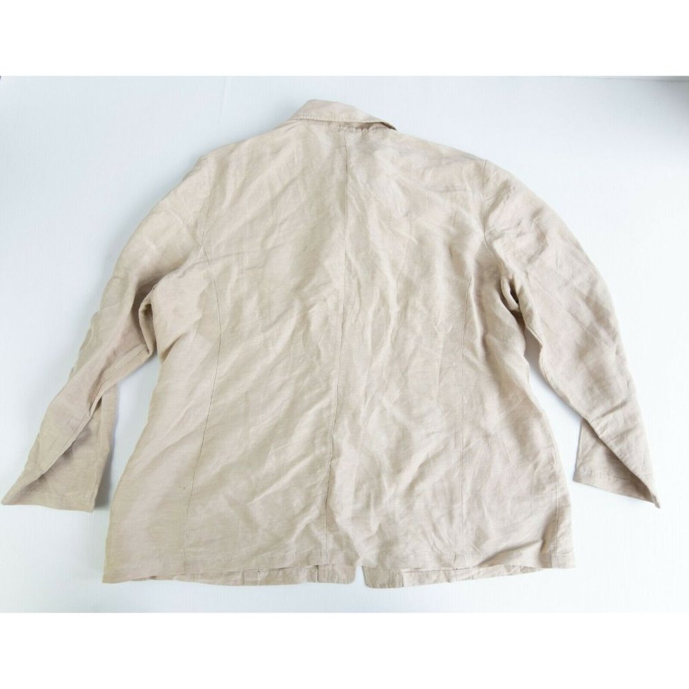 Lands' End Womens Shirt Jacket Beige Plus Size 18 Linen Silk Blend - Picture 3 of 8